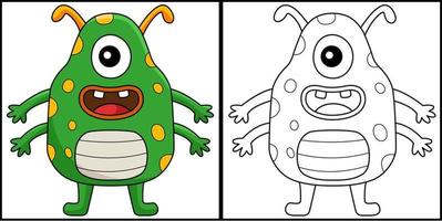 One Eyed Monster Coloring Page Illustration vector