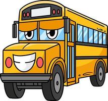 School Bus with Face Vehicle Cartoon Clipart vector