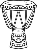 Kwanzaa Djembe Isolated Coloring Page for Kids vector