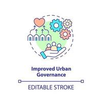 Improved urban governance concept icon. Urban development principle abstract idea thin line illustration. Inclusiveness. Isolated outline drawing. Editable stroke. vector