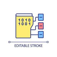 Data structure RGB color icon. Data management. Numeric machine code. Computer technology. Isolated vector illustration. Simple filled line drawing. Editable stroke.