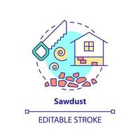 Sawdust concept icon. Alternative building material abstract idea thin line illustration. Eco-friendly solution for waste. Isolated outline drawing. Editable stroke. vector