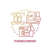 Possible errors red gradient concept icon. Biometric authentication disadvantage abstract idea thin line illustration. False rejections. Isolated outline drawing. vector