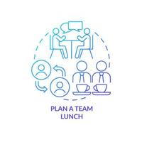 Plan team lunch blue gradient concept icon. Informal communication. Developing onboarding process abstract idea thin line illustration. Isolated outline drawing. vector