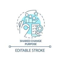 Shared change purpose turquoise concept icon. Motivation for team. Success factor abstract idea thin line illustration. Isolated outline drawing. Editable stroke. vector