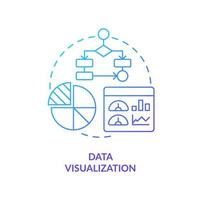 Data visualization blue gradient concept icon. Business intelligence implementation abstract idea thin line illustration. Graphic format. Isolated outline drawing. vector