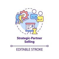 Strategic-partner selling concept icon. Sales strategy abstract idea thin line illustration. Invest resources together. Isolated outline drawing. Editable stroke. vector