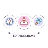 Analyse to know company target loop concept icon. Choose business location. Corporate organization abstract idea thin line illustration. Isolated outline drawing. Editable stroke. vector