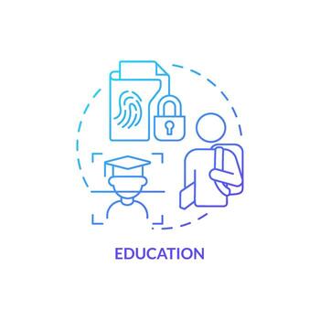 Education blue gradient concept icon. Biometric technology application abstract idea thin line illustration. Security system at schools. Isolated outline drawing. vector