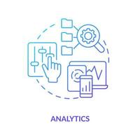 Analytics blue gradient concept icon. Business intelligence function abstract idea thin line illustration. Performance improvement. Isolated outline drawing. vector