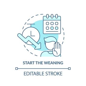 Start weaning turquoise concept icon. Reduce playing. Coping with gaming addiction abstract idea thin line illustration. Isolated outline drawing. Editable stroke. vector