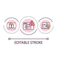 Biometric authentication failures loop concept icon. Failed attempt to recognize face abstract idea thin line illustration. Errors. Isolated outline drawing. Editable stroke. vector