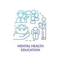 Mental health education blue gradient concept icon. Mind state problem. Psychology trend at work abstract idea thin line illustration. Isolated outline drawing. vector