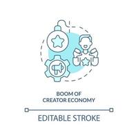 Boom of creator economy turquoise concept icon. Content creation. Social media trend abstract idea thin line illustration. Isolated outline drawing. Editable stroke. vector