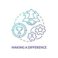 Making difference blue gradient concept icon. Organizational culture abstract idea thin line illustration. Achieving goal together. Collaboration. Isolated outline drawing. vector