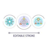 Global partnership loop concept icon. International network. Communication technology abstract idea thin line illustration. Isolated outline drawing. Editable stroke. vector