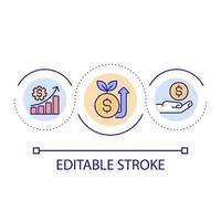 Driving financial growth loop concept icon. Investment plan abstract idea thin line illustration. Personal finances. Funding opportunities. Isolated outline drawing. Editable stroke. vector