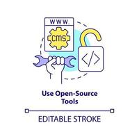 Use open-source tools concept icon. Professional looking website design abstract idea thin line illustration. Isolated outline drawing. Editable stroke. vector