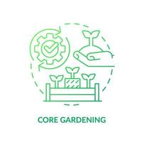 Core gardening green gradient concept icon. Raised bed planting. Add straw. Gardening method abstract idea thin line illustration. Isolated outline drawing. vector