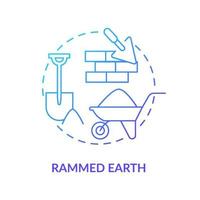 Rammed earth blue gradient concept icon. Alternative building resource abstract idea thin line illustration. Low environmental impact. Isolated outline drawing. vector