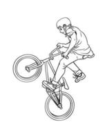 bmx rider aislado página para colorear para niños vector