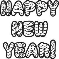 Happy New Year Isolated Coloring Page for Kids vector