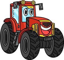 Tractor with Face Vehicle Cartoon Colored Clipart vector