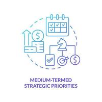 Medium termed strategic priorities blue gradient concept icon. Principle of budget planning abstract idea thin line illustration. Isolated outline drawing. vector