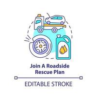 Join roadside rescue plan concept icon. Towing vehicle. Road trip tip abstract idea thin line illustration. Isolated outline drawing. Editable stroke. vector