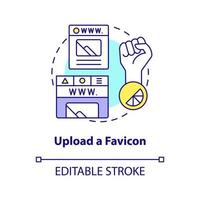 Upload favicon concept icon. Making professional website abstract idea thin line illustration. Branding image improvement. Isolated outline drawing. Editable stroke. vector