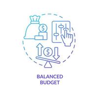 Balanced budget blue gradient concept icon. Income equals expenditures. Budgeting classification abstract idea thin line illustration. Isolated outline drawing. vector