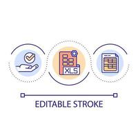 Using spreadsheets loop concept icon. Data analysis abstract idea thin line illustration. Financial accounting. Forecasting performance. Isolated outline drawing. Editable stroke. vector