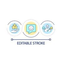 Positive feedback loop concept icon. Reviews and assessment. Satisfied user. Leave comment online abstract idea thin line illustration. Isolated outline drawing. Editable stroke. vector