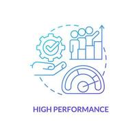 High performance blue gradient concept icon. Organizational culture abstract idea thin line illustration. Supporting growth, development. Isolated outline drawing. vector