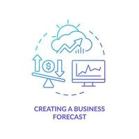 Creating business forecast blue gradient concept icon. Business analyst assignment abstract idea thin line illustration. Decision making. Isolated outline drawing. vector