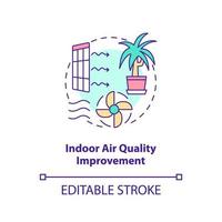 Indoor air quality improvement concept icon. Eco-friendly architecture principle abstract idea thin line illustration. Isolated outline drawing. Editable stroke. vector