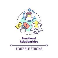 Functional relationships concept icon. Buyer-seller interaction abstract idea thin line illustration. Customer loyalty. Isolated outline drawing. Editable stroke. vector