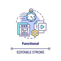 Functional concept icon. Quality of good website abstract idea thin line illustration. Fast loading site, webpage. Isolated outline drawing. Editable stroke. vector