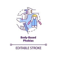 Body based phobias concept icon. Anxiety disorder. Specific phobias abstract idea thin line illustration. Isolated outline drawing. Editable stroke. vector