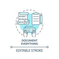 Document everything turquoise concept icon. Effective communication management abstract idea thin line illustration. Isolated outline drawing. Editable stroke. vector