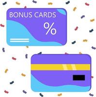 The plastic bonus card is shown on both sides. discount card vector