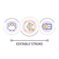 Banking digitalization loop concept icon. Cryptocurrency and cash. Savings in virtual and real money abstract idea thin line illustration. Isolated outline drawing. Editable stroke. vector