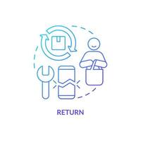 Return blue gradient concept icon. Reverse logistics. Component of supply chain management abstract idea thin line illustration. Isolated outline drawing. vector