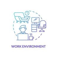 Work environment blue gradient concept icon. Organizational culture abstract idea thin line illustration. Comfortable workspace. Job satisfaction. Isolated outline drawing. vector