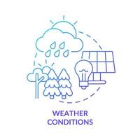 Weather conditions blue gradient concept icon. Net zero energy building weak spot abstract idea thin line illustration. Panel efficiency. Isolated outline drawing. vector