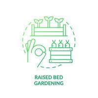 icono de concepto de degradado verde de jardinería de cama elevada. construcción independiente. método de jardinería idea abstracta ilustración de línea delgada. dibujo de contorno aislado. vector