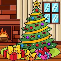 Christmas Tree with Gifts Colored Illustration vector