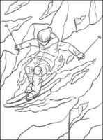 Alpine Skiing Coloring Page for Kids vector