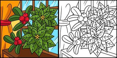 Christmas Poinsettia Coloring Page Illustration vector