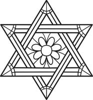 Hanukkah Star of David Isolated Coloring Page vector